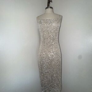 Altar'd State Spaghetti Strap Silver Dress